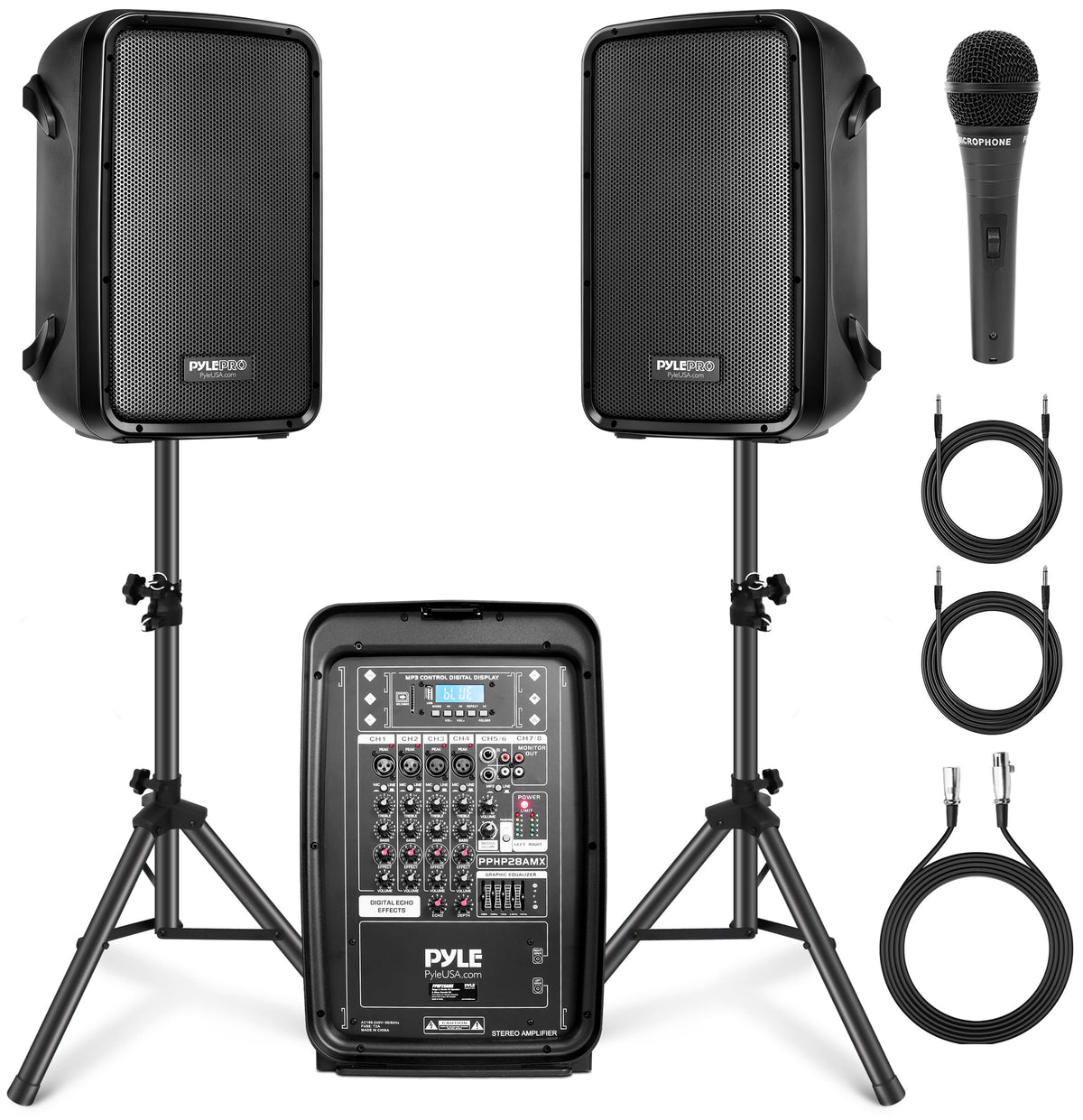 300 W Portable Wireless Bluetooth PA Speaker DJ Mixer Bundle D21801