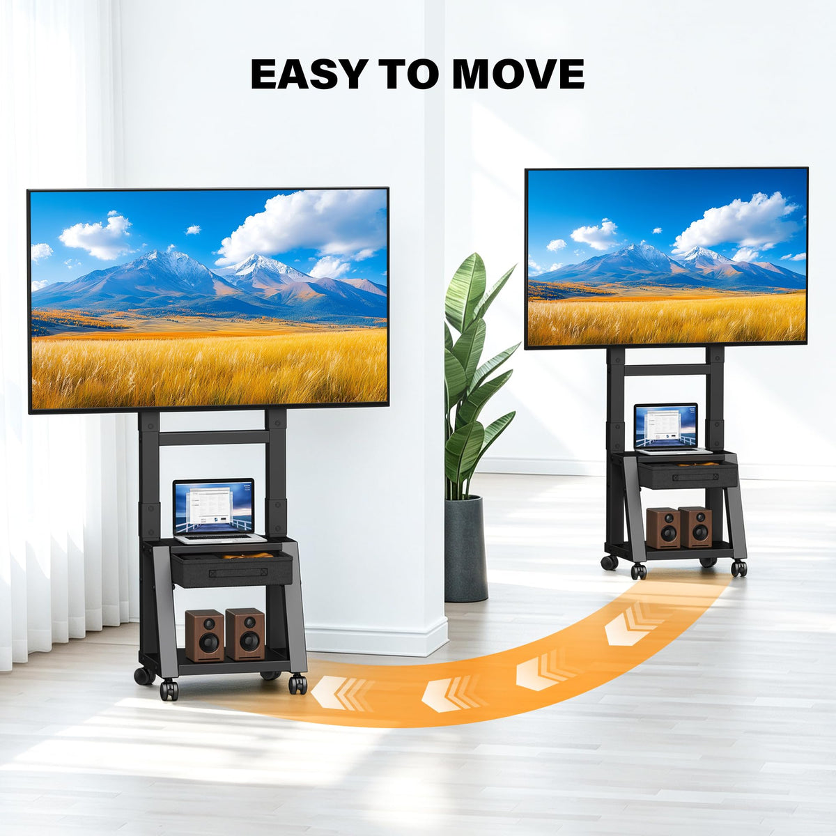 Heavy Duty TV Cart on Wheels with Drawer C884652