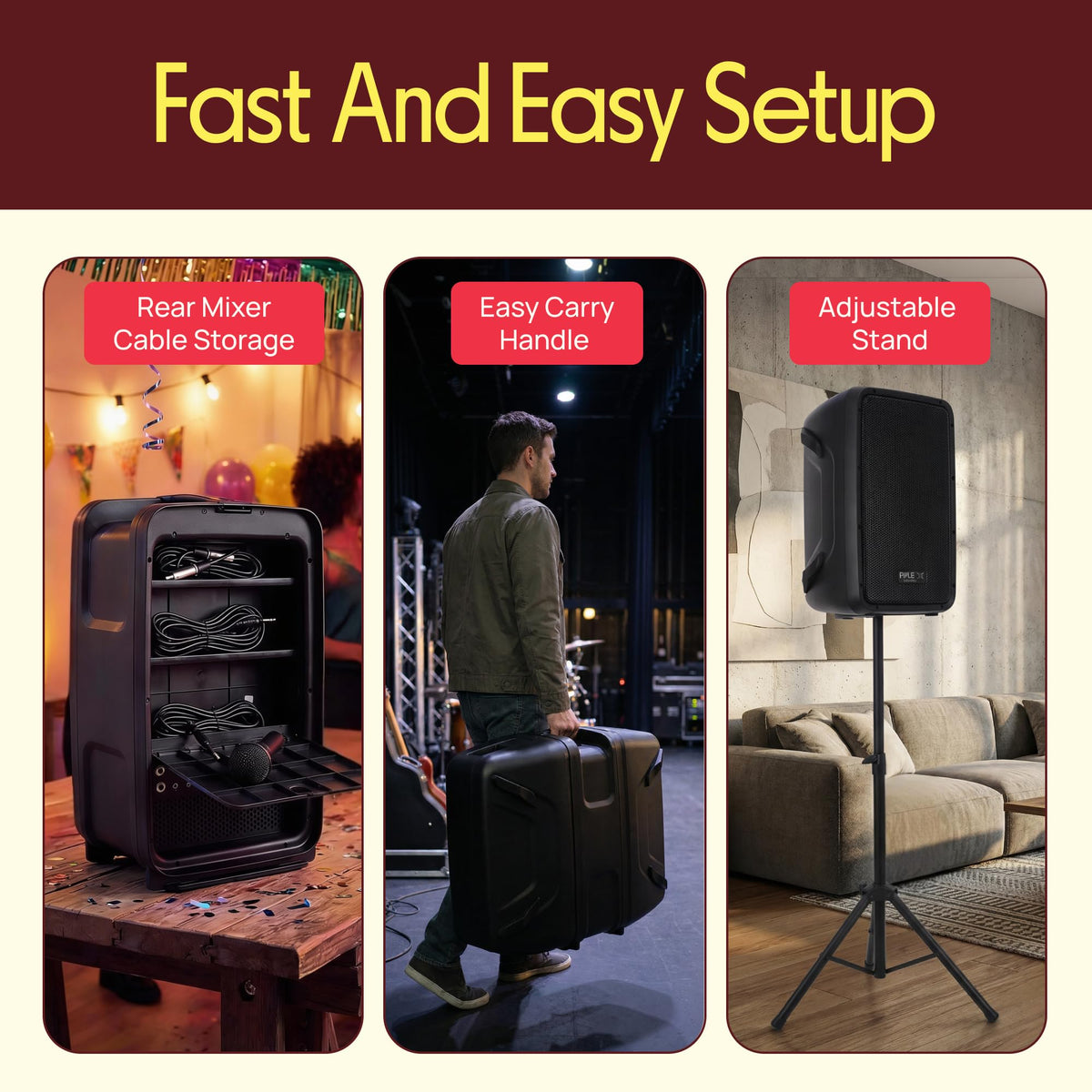 300 W Portable Wireless Bluetooth PA Speaker DJ Mixer Bundle D21801