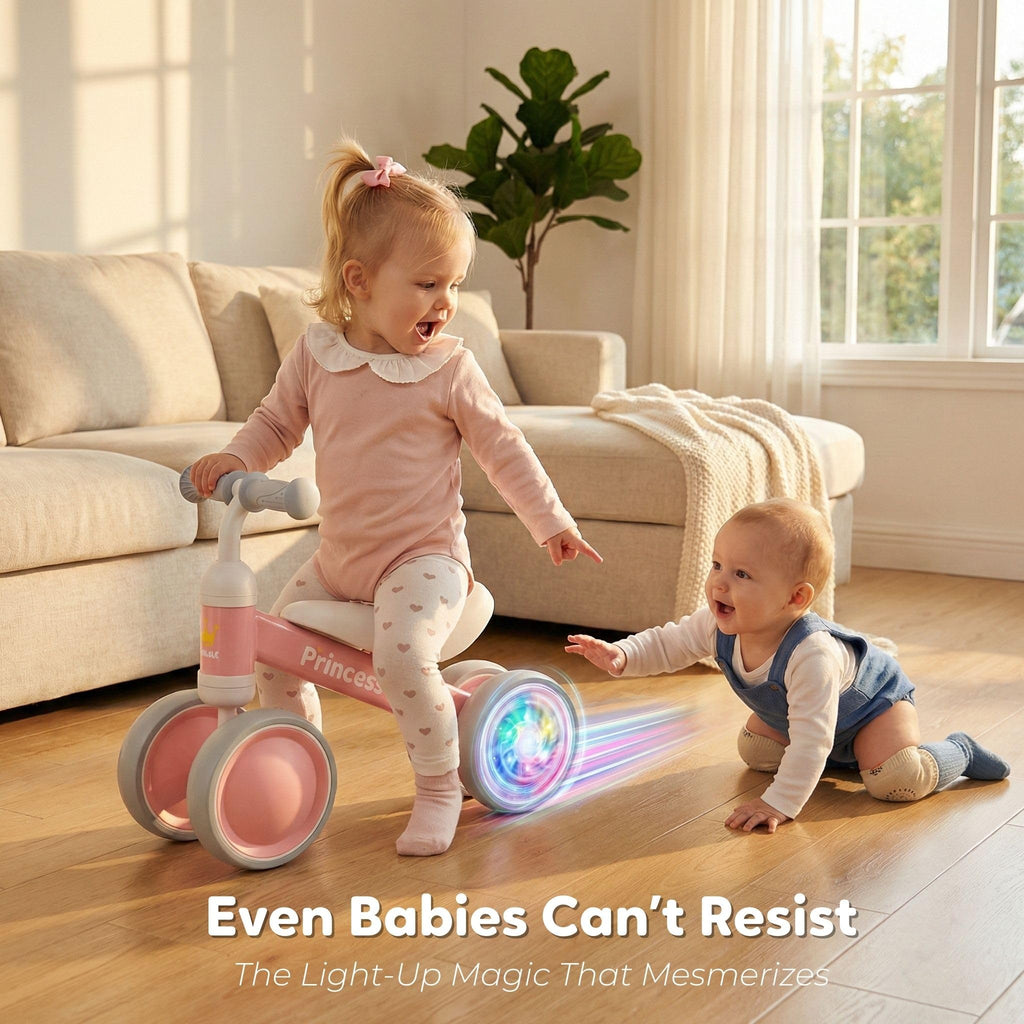 Pink Balance Bike with LED Light Up Wheels Y9117