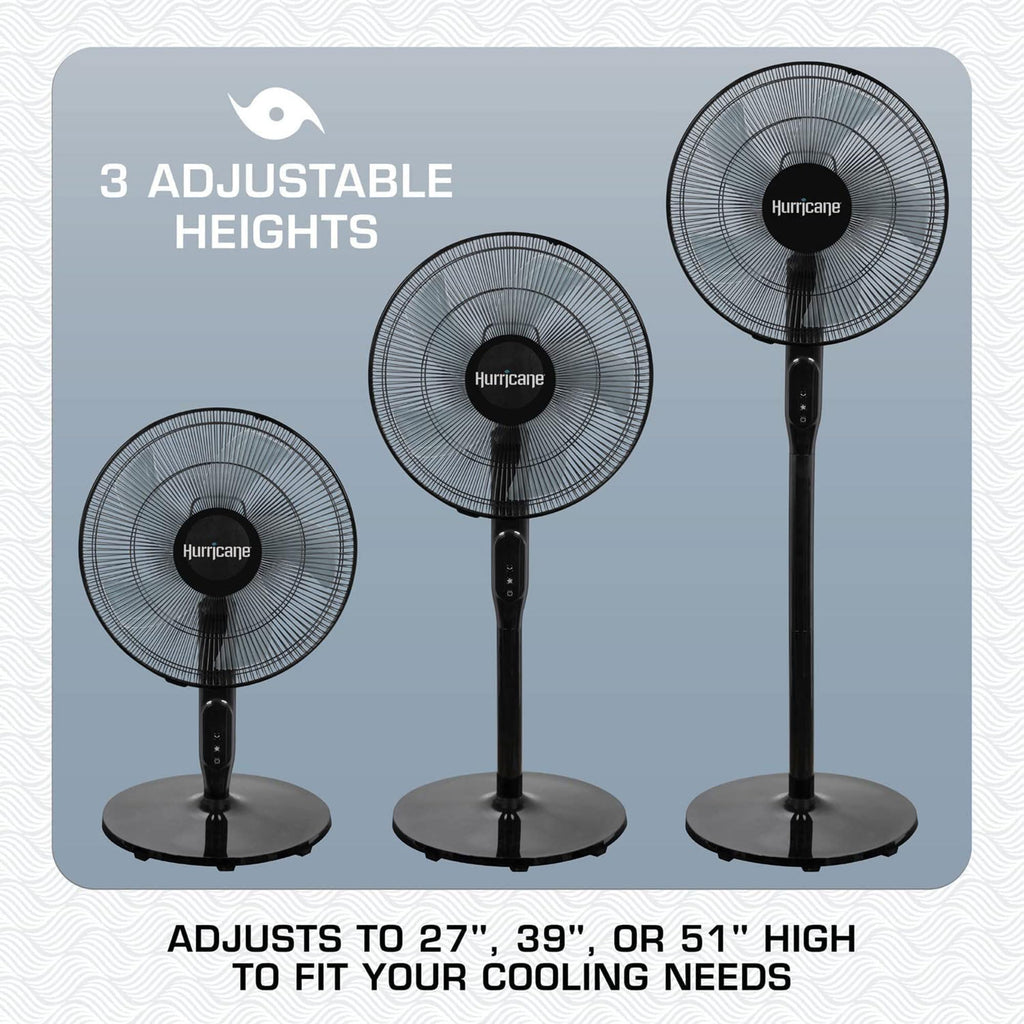2 Pack Oscillating Pedestal Stand Fan, 12-Speed, 16", Black with Remote Control V9612