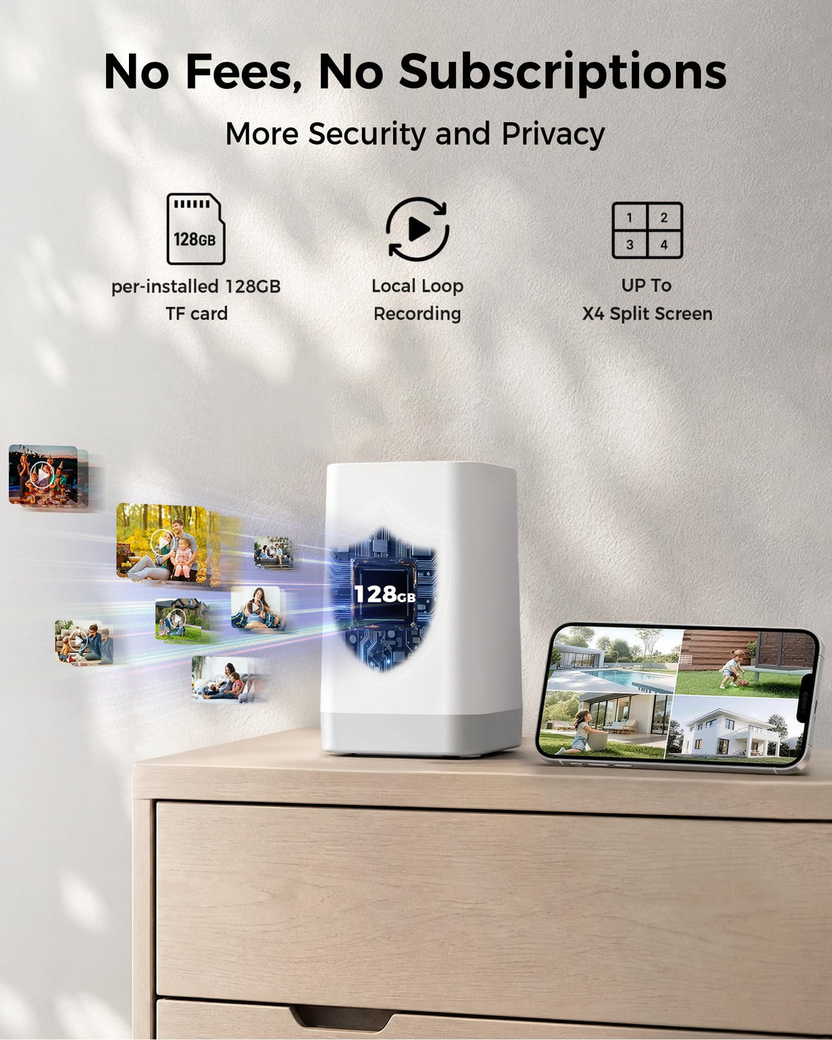 Wireless Outdoor Security Cameras 4MP Solar Powered 360°PTZ F490549
