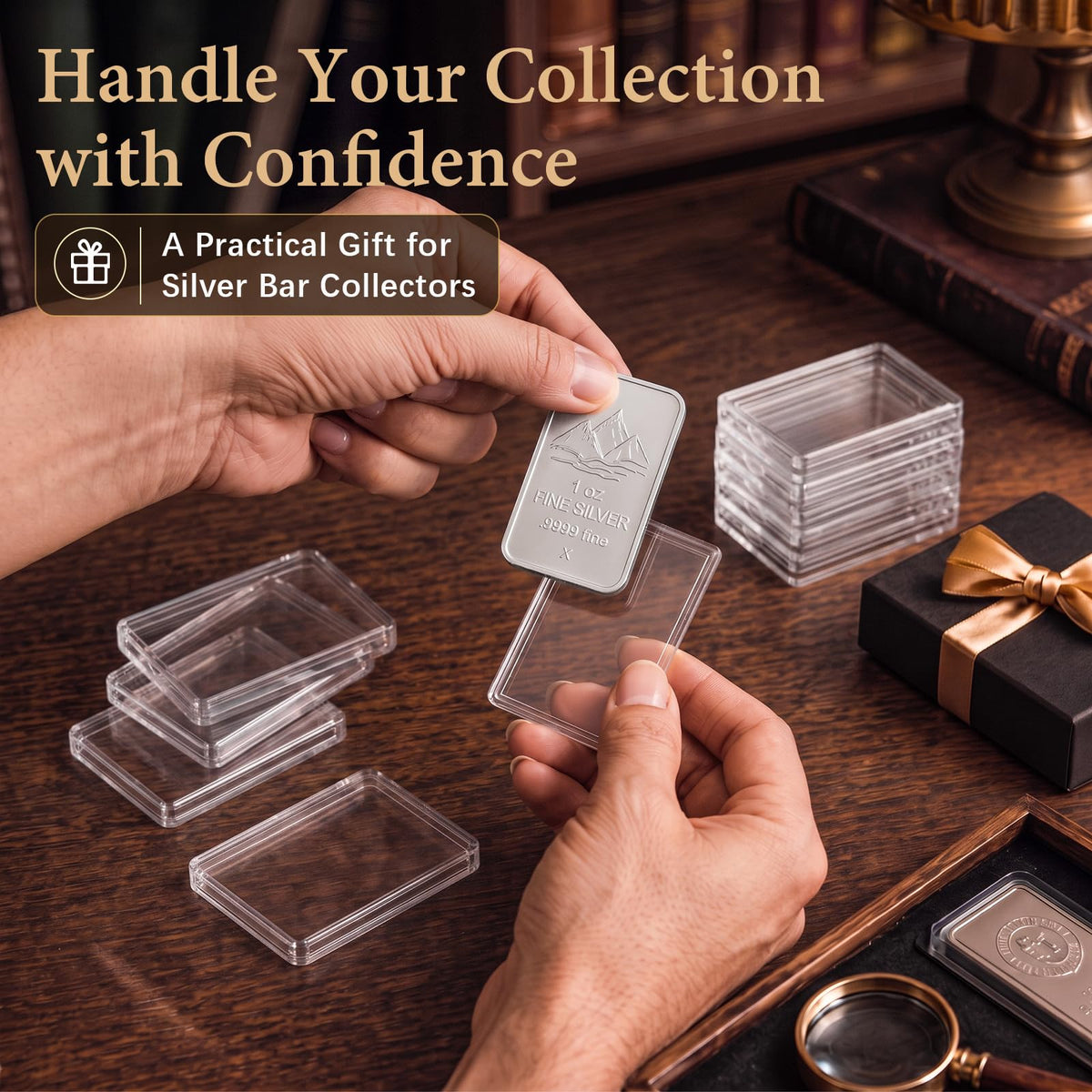 60 Pcs Silver Bar Holder Case A13152