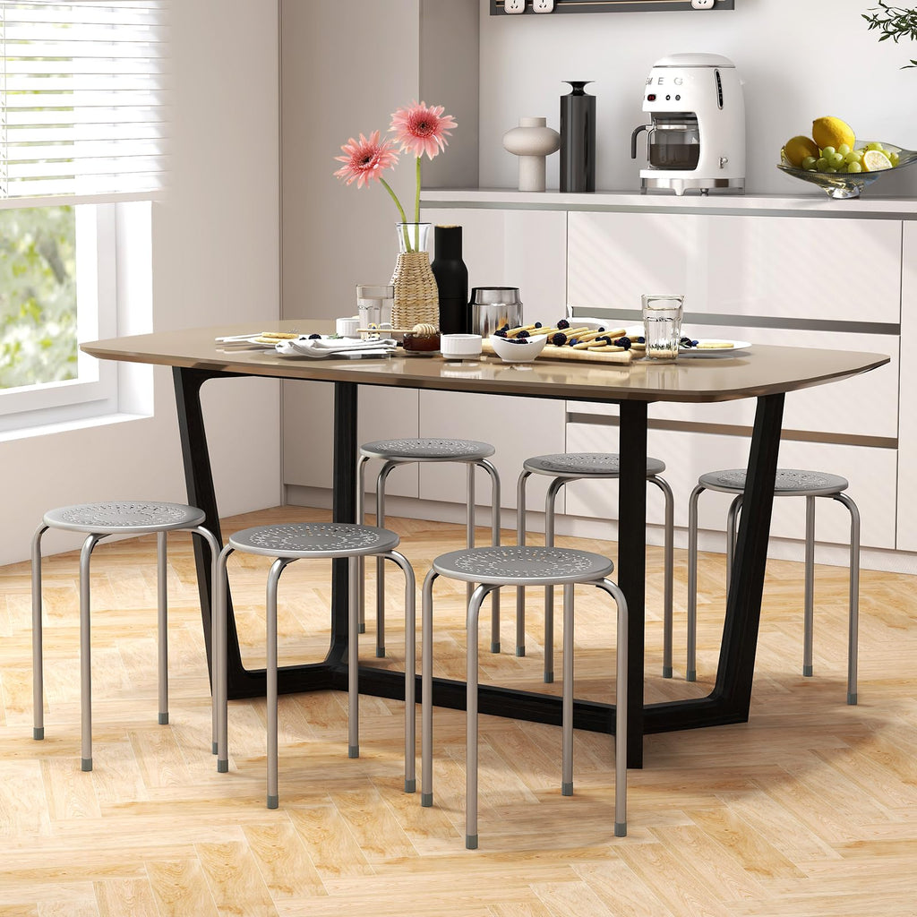 Grey 6 Pack Stackable Metal Stools X902522