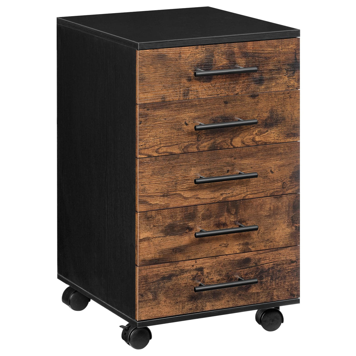 5 Drawer Wooden Mobile File Cabinet with Wheels E57182