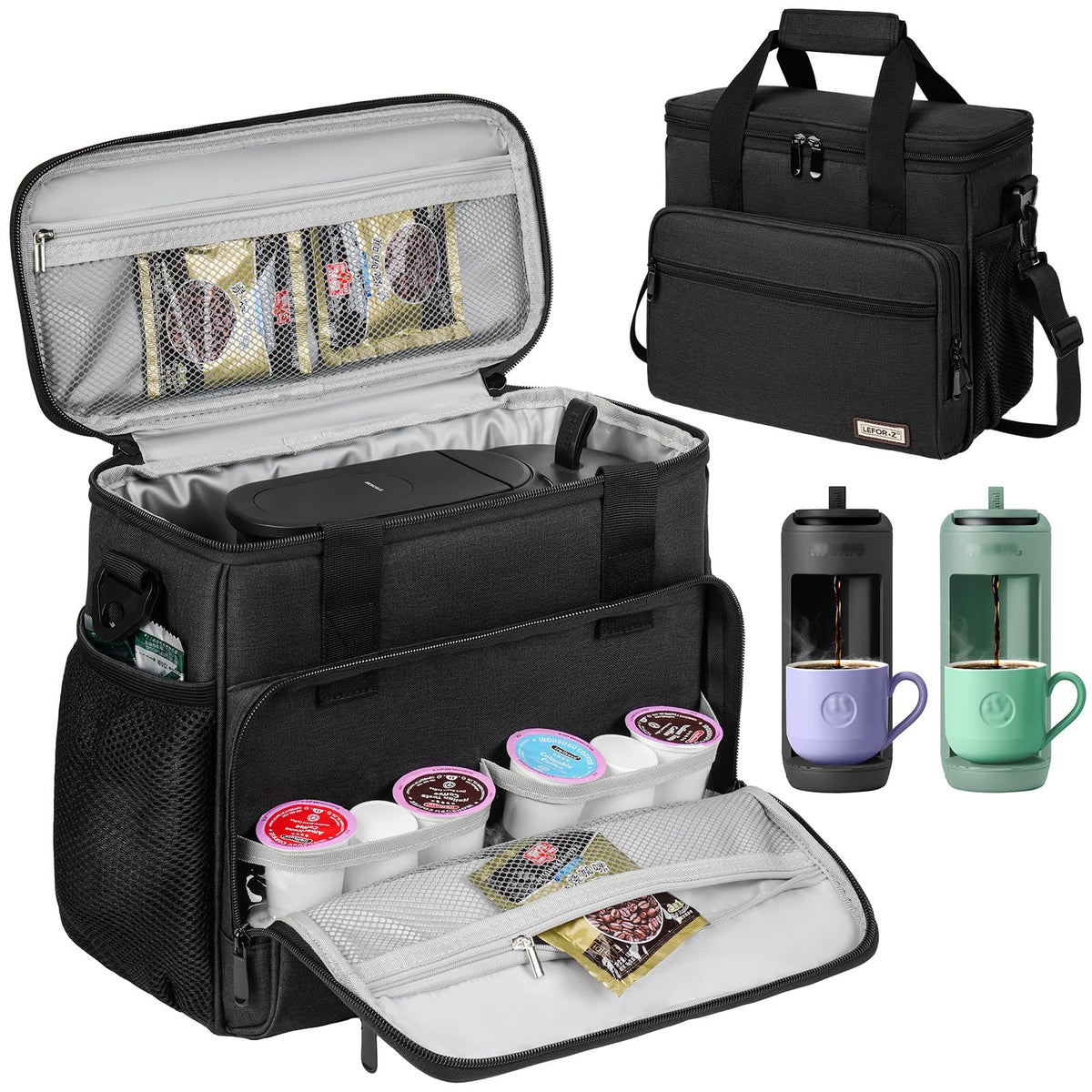 Black Coffee Maker Travel Bag with Multiple Pockets H62039