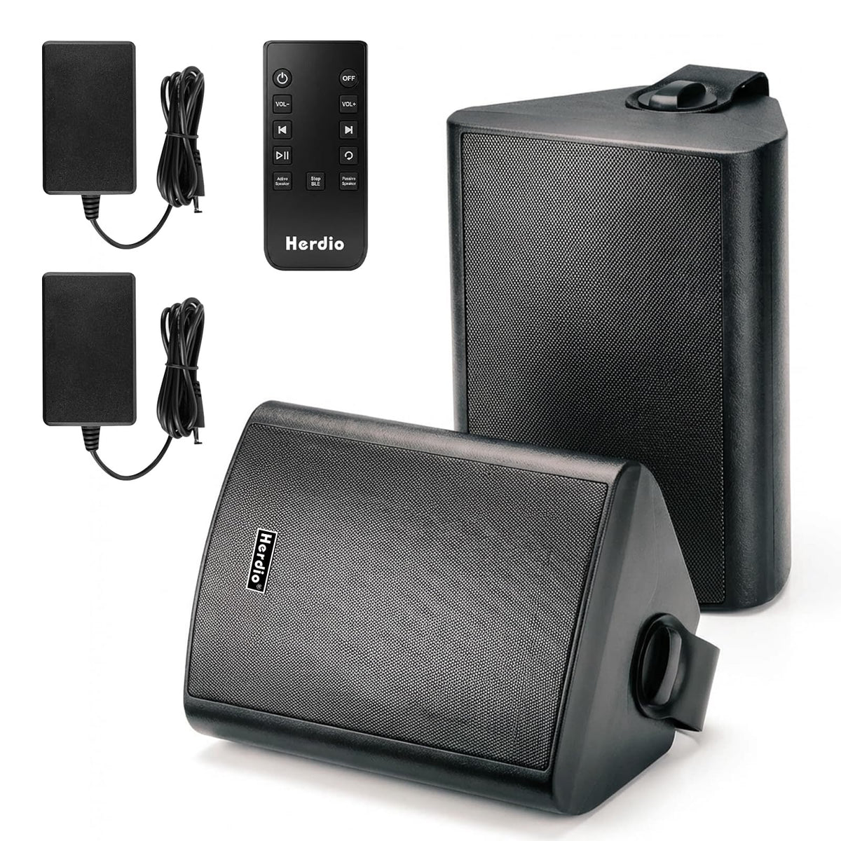 5.25" 300W Bluetooth Outdoor Speakers IPX5 Waterproof Black 2-Pack I30956