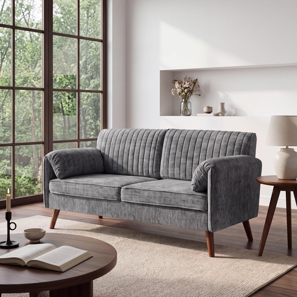64" Gray Chenille 2-seater Sofa C730