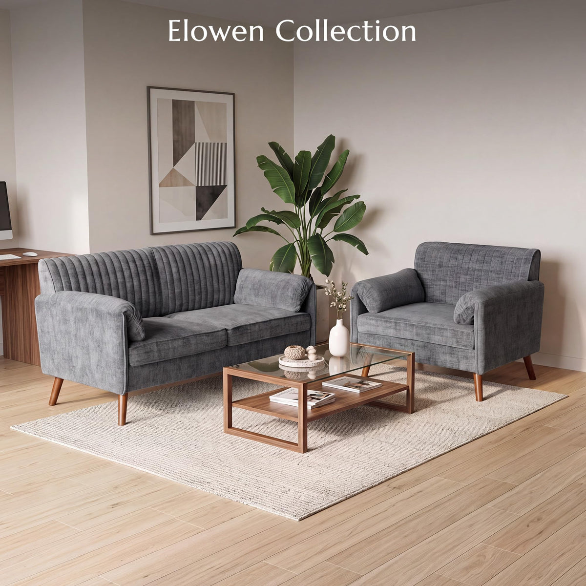 64" Gray Chenille 2-seater Sofa C730