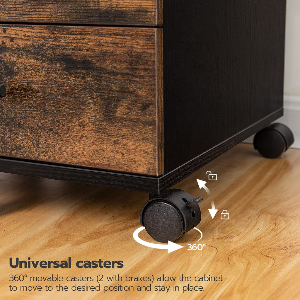 5 Drawer Wooden Mobile File Cabinet with Wheels E57182