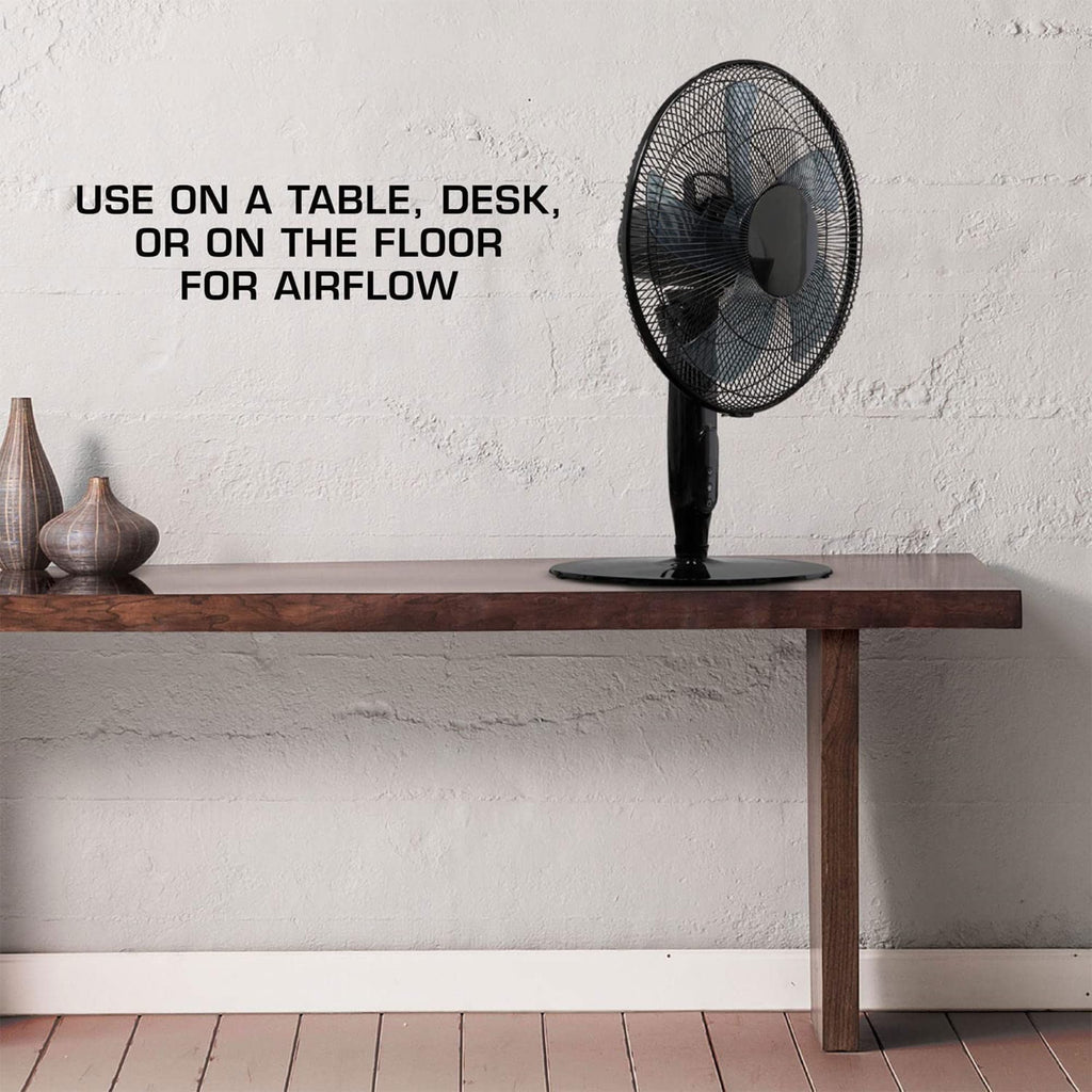 2 Pack Oscillating Pedestal Stand Fan, 12-Speed, 16", Black with Remote Control V9612