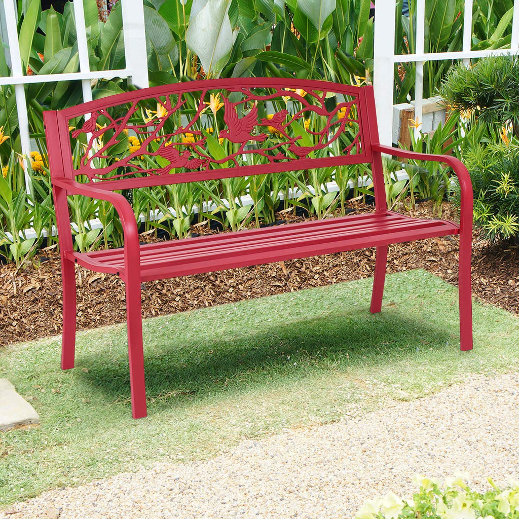 50" Outdoor Bench with Cast Iron Backrest K276812