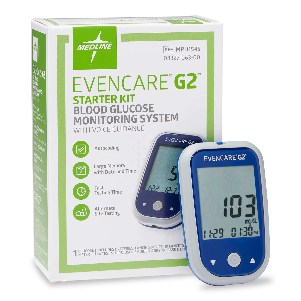 Blood Glucose Monitor Starter Kit with Lancing Device, Lancets, Test Strips, Carrying Case B8597
