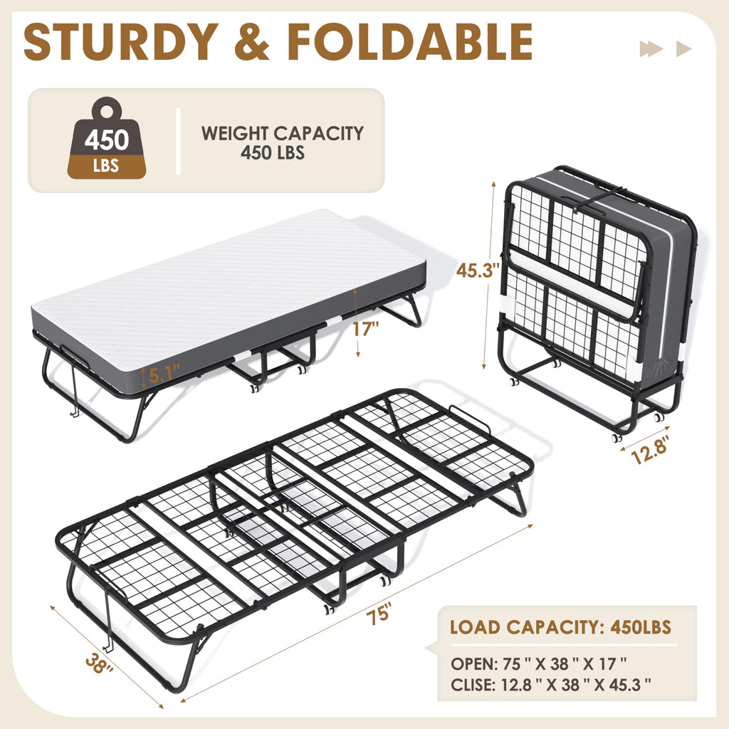 Folding Bed with 5” Mattress K21279