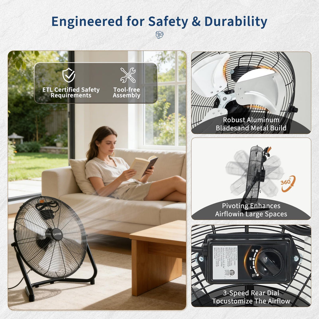 20 Inch 3 Speed High Velocity Industrial Floor Fan X6732