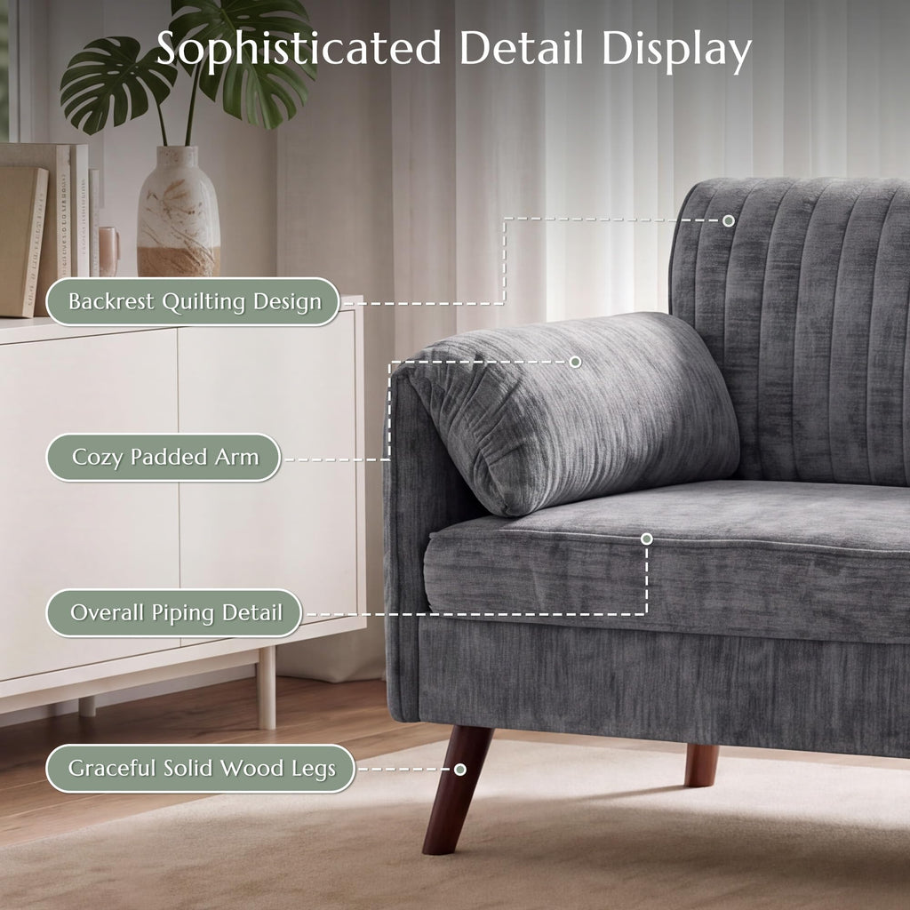 64" Gray Chenille 2-seater Sofa C730