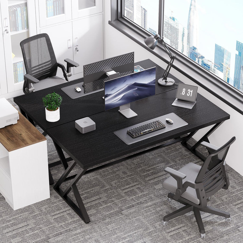 Black 47 Inch Metal and Wood Computer Desk X947590