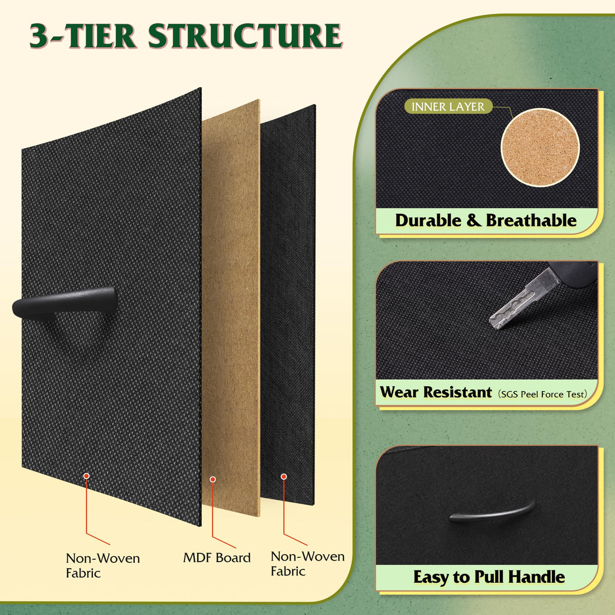Black 5 Drawer Fabric Dresser K695