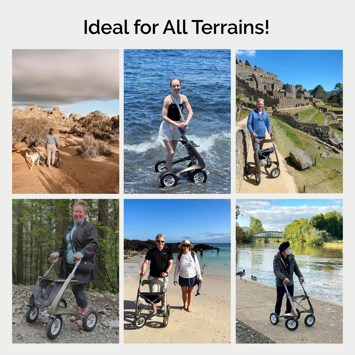 Carbon All Terrain Foldable Rollator with Seat N748