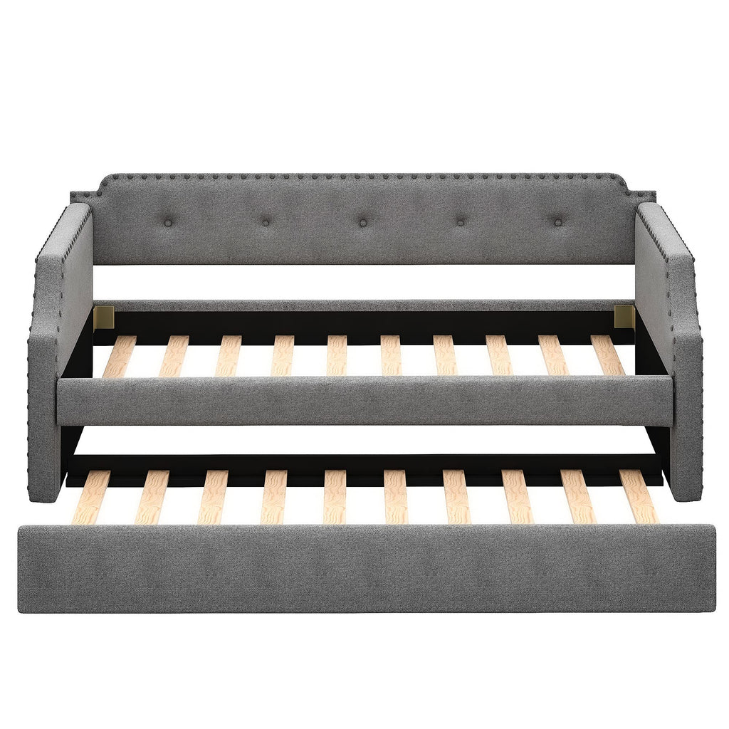 Twin Tufted Upholstered Daybed with Trundle Q539