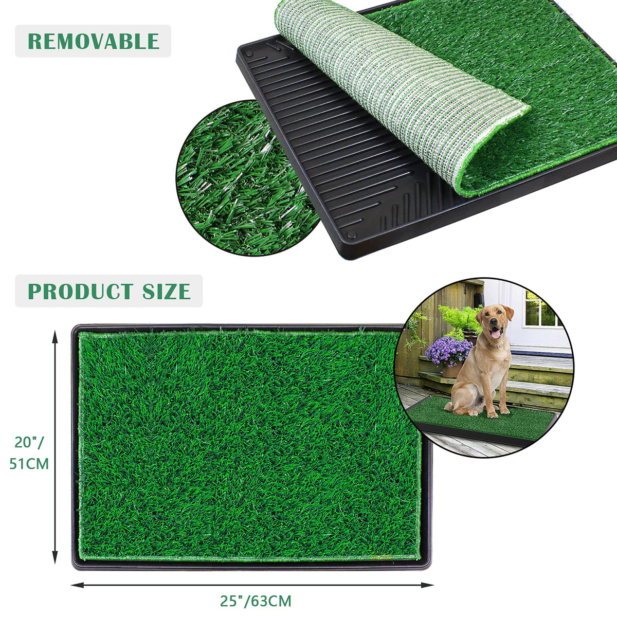 Large Dog Grass Pad with Tray and 2 Artificial Pee Grasses L360437