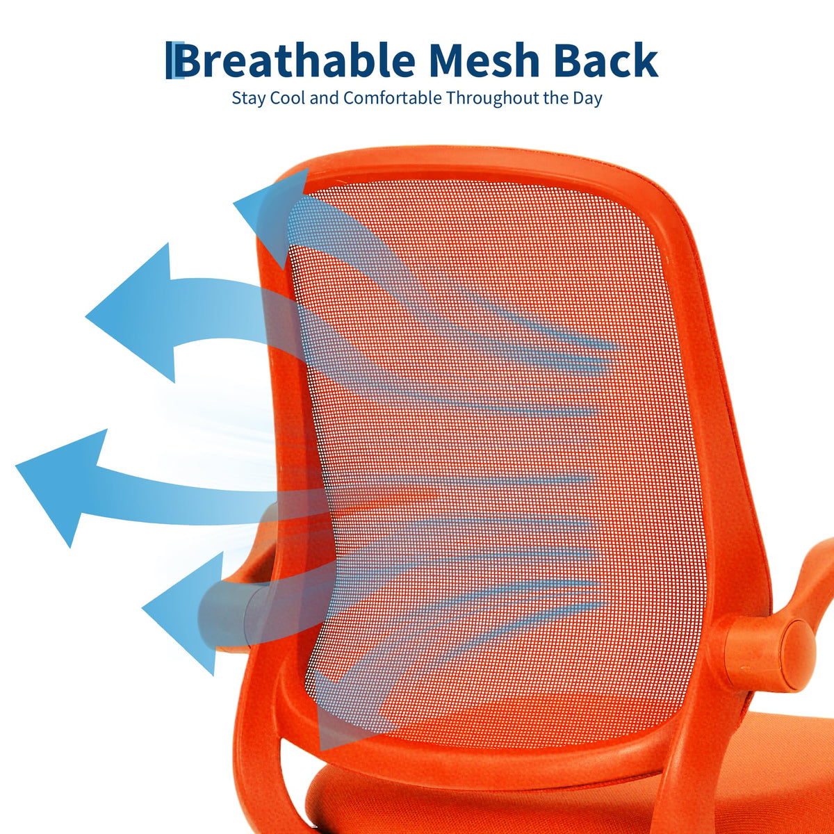 Orange Ergonomic Mesh Office Chair with Flip-Up Arms U777