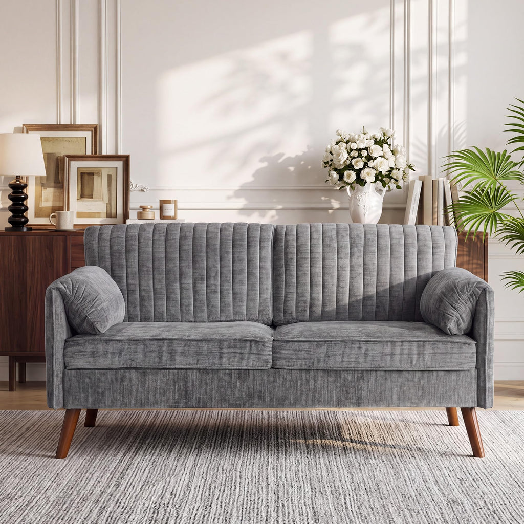 64" Gray Chenille 2-seater Sofa C730
