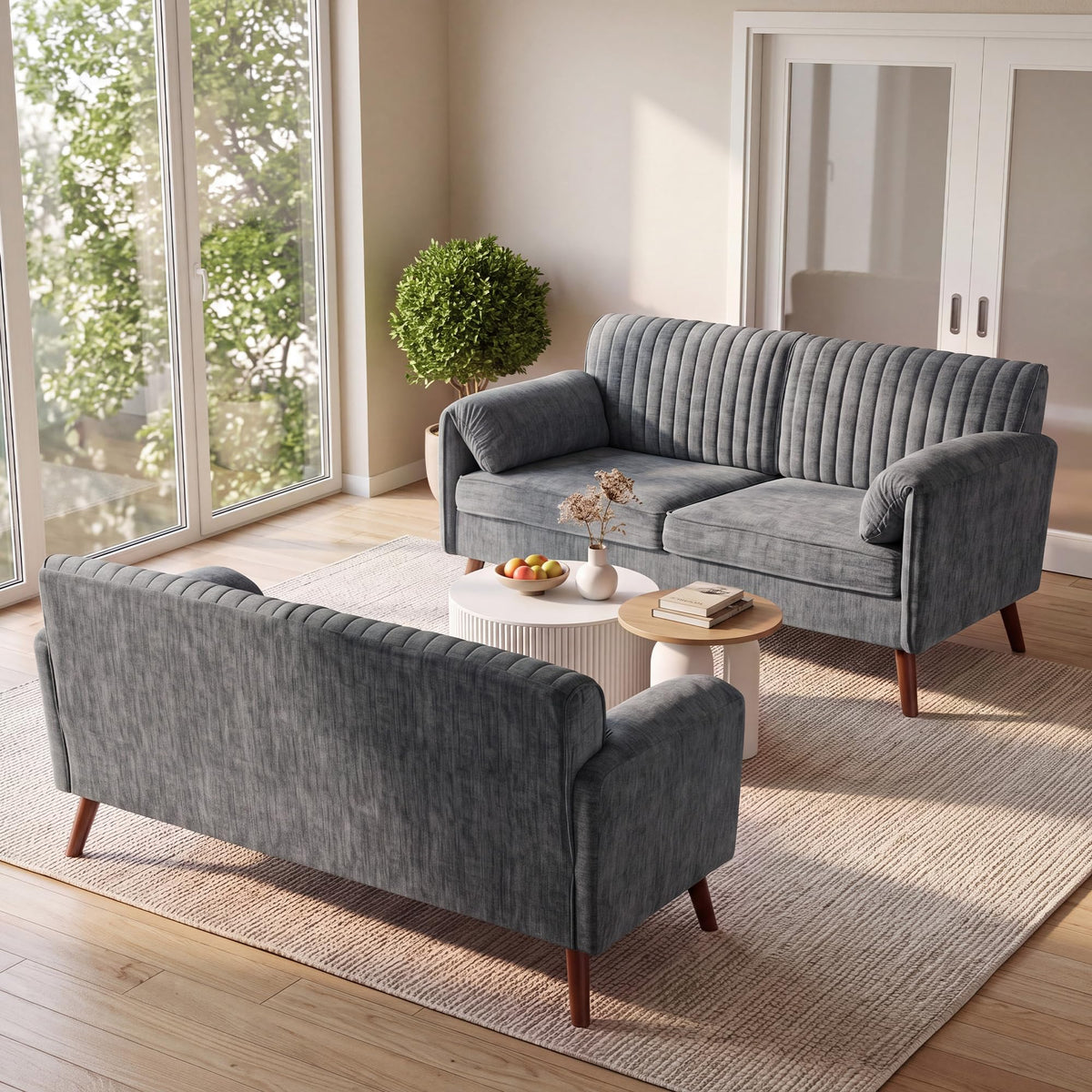 64" Gray Chenille 2-seater Sofa C730