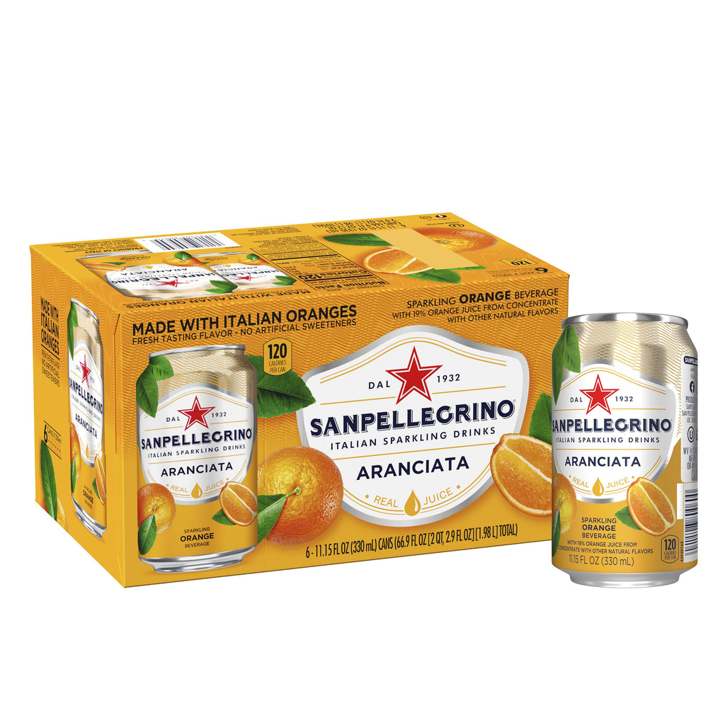 Orange Italian Sparkling Drinks, 11.15 Fl Oz Cans, 6 Pack C4206