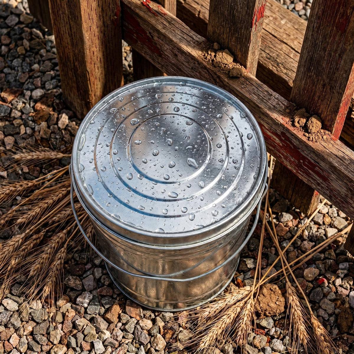 6 Gal Galvanized Steel Locking Lid Trash Can L490